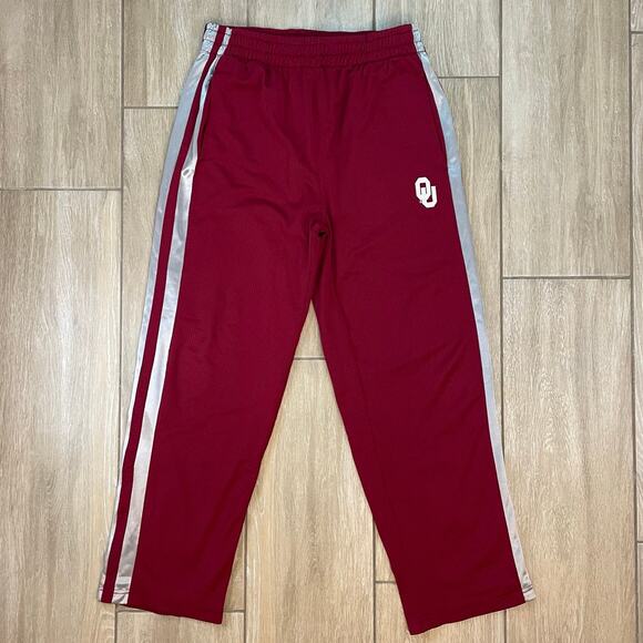 Oklahoma Sooners OU Women’s Track Pants L Red Silver Stripe Athletic Pro Edge - Picture 1 of 10